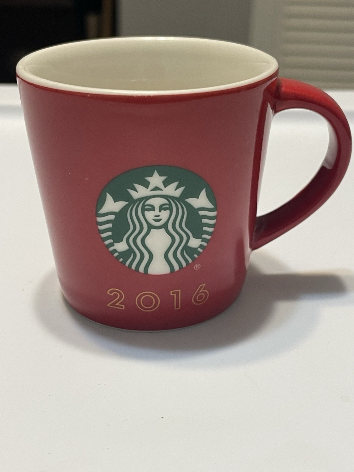 Starbucks 2016 Red 3oz Espresso Demitasse Cup Mug Mermaid Logo