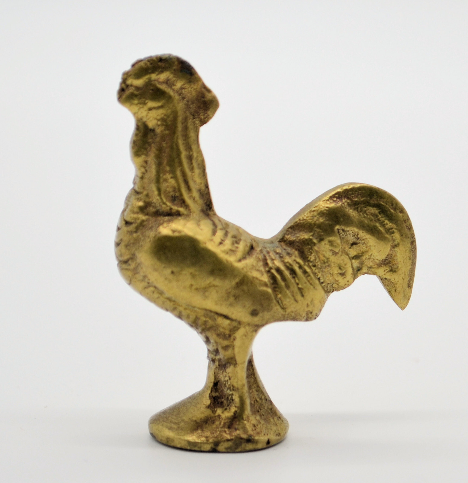 Solid Brass Rooster Figurine Vintage 2-¼” Tall 1-¾” Nose to Tail ¾” Wide 3oz C-2