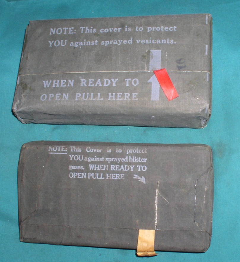 2-INVIDUAL PROTECTIVE COVERS for SPRAYED VESICANTS & BLISTER GASES 1944 TJ6861