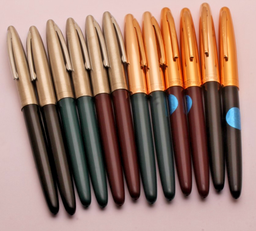 LOT OF 12 HERO 329 Fountain Pen Steel & Gold Cap Arrow Embedded Iridium Tip Nib