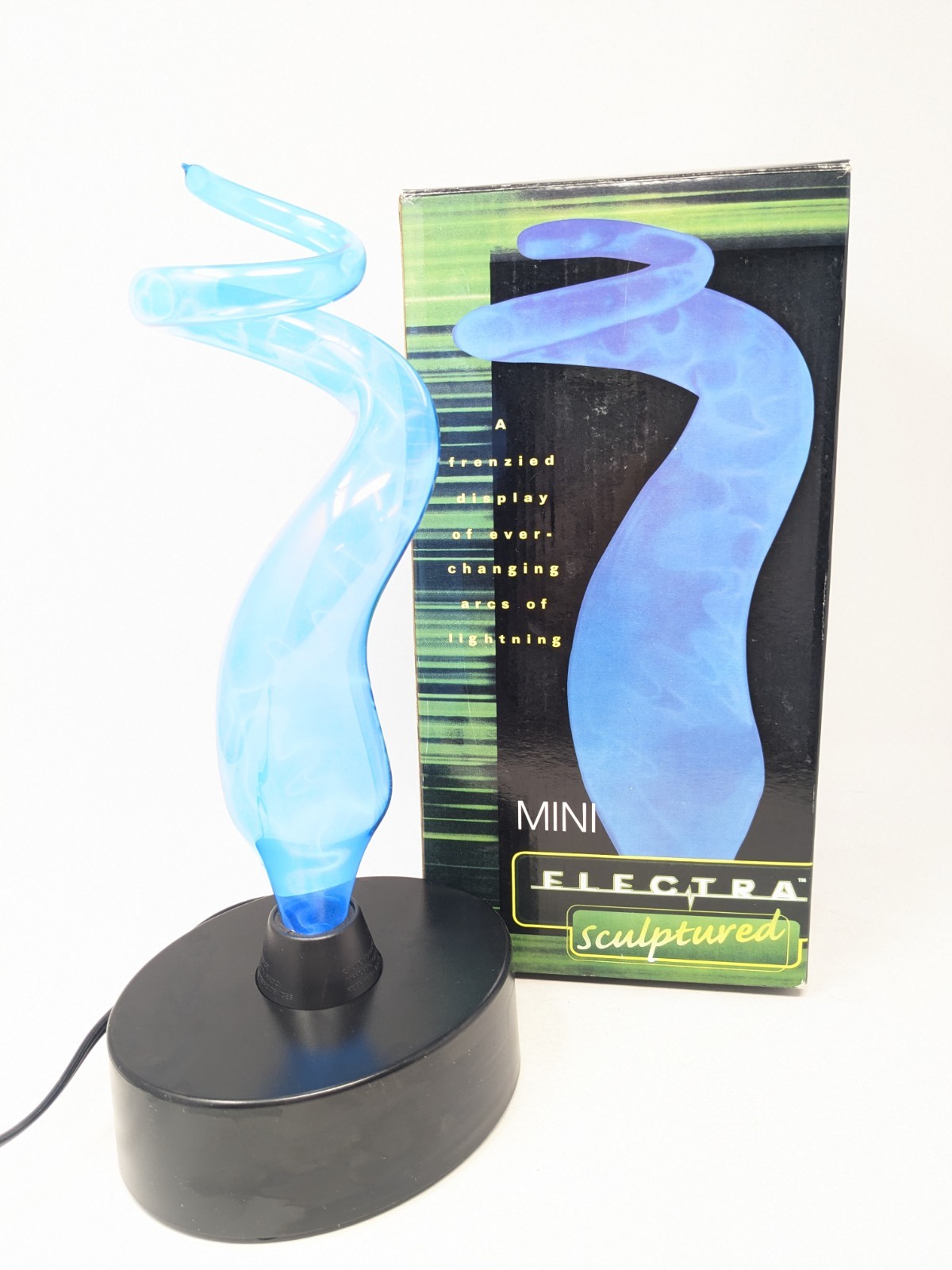 RARE LumiSource Sculptured Electra Mini Lamp Blue Glass Blue Phosphor Lightning