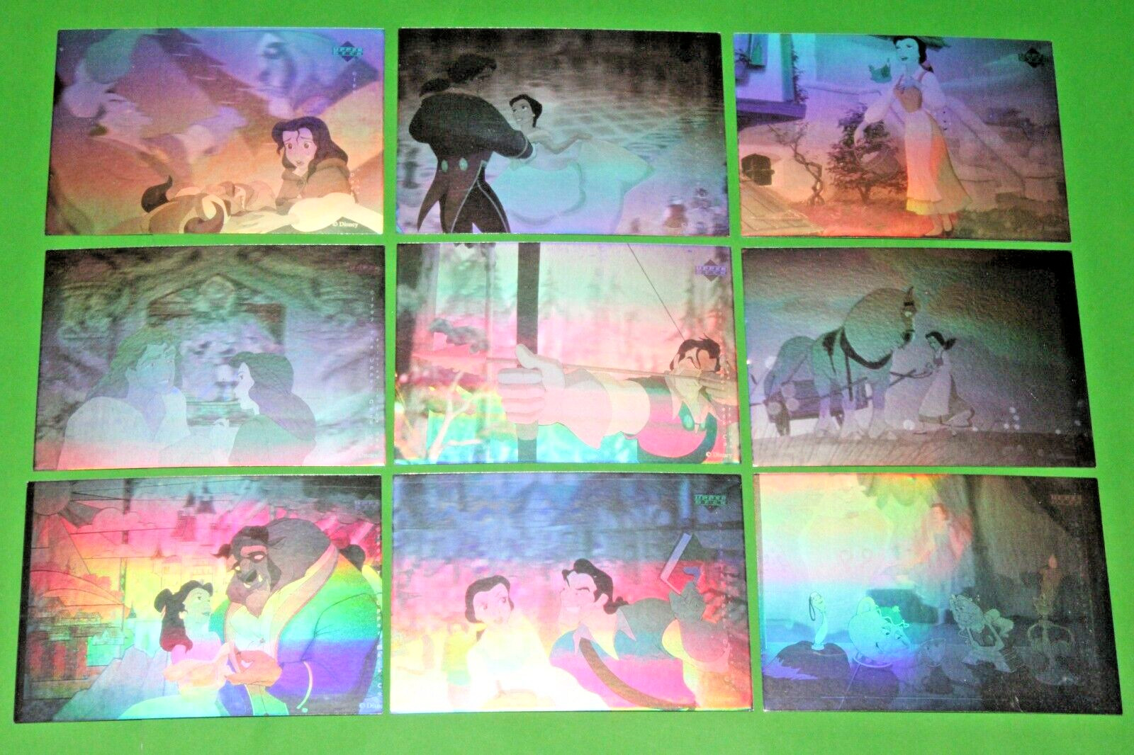 1992 BEAUTY AND THE BEAST UPPER DECK HOLOGRAM INSERT 9 CARD SET DISNEY