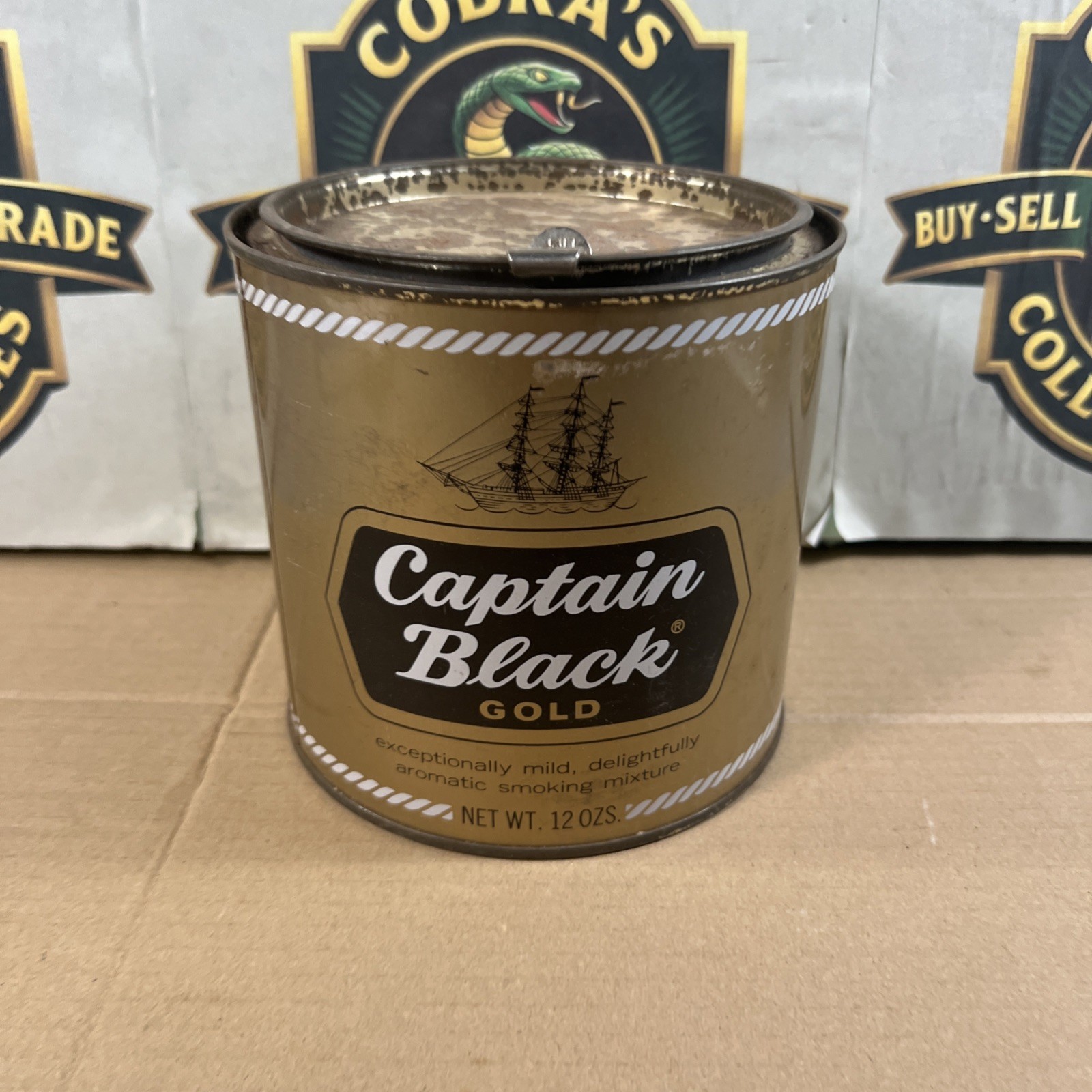 Vintage Captain Black Gold Tobacco 12oz Can Pipe Cigar Smoking EMPTY R