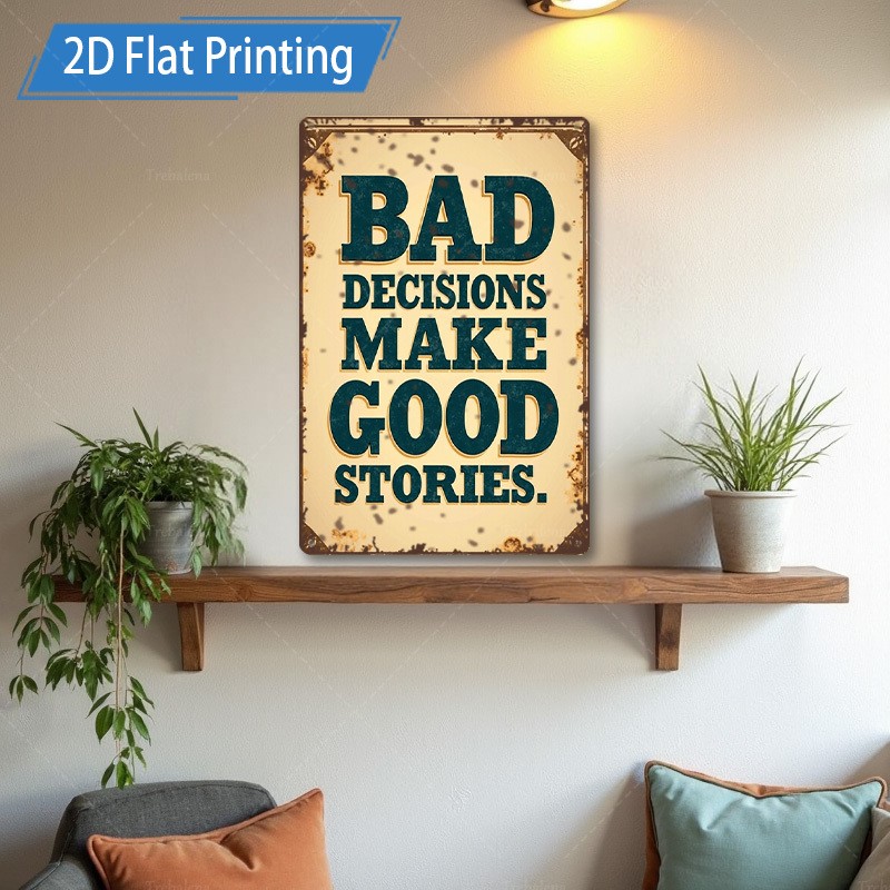 Single Tin Metal Signs Home Décor Measuring 8X12 Inches, Featuring a Rustic Des