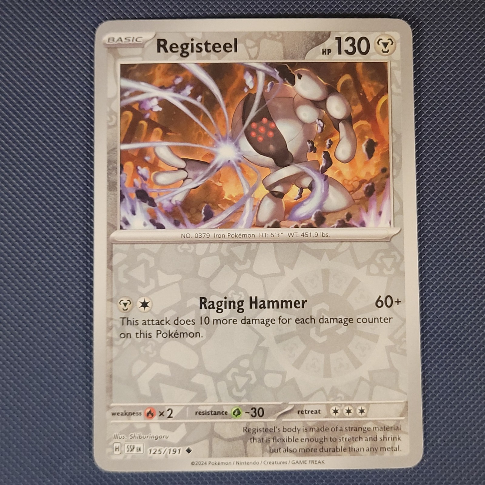 Registeel 125/191 – Surging Sparks – Uncommon Reverse Holo Pokemon Card – NM