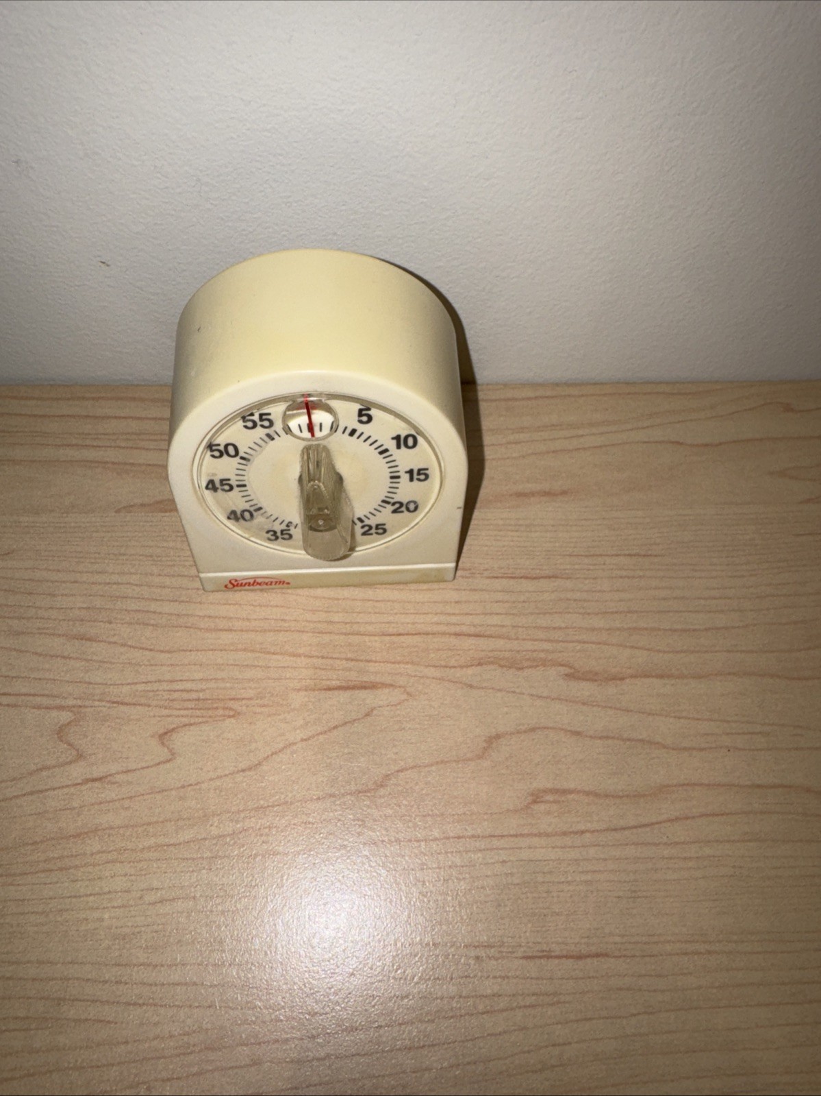 Vintage Sunbeam Mechanical Kitchen Timer – Cream White Mid-Century Modern