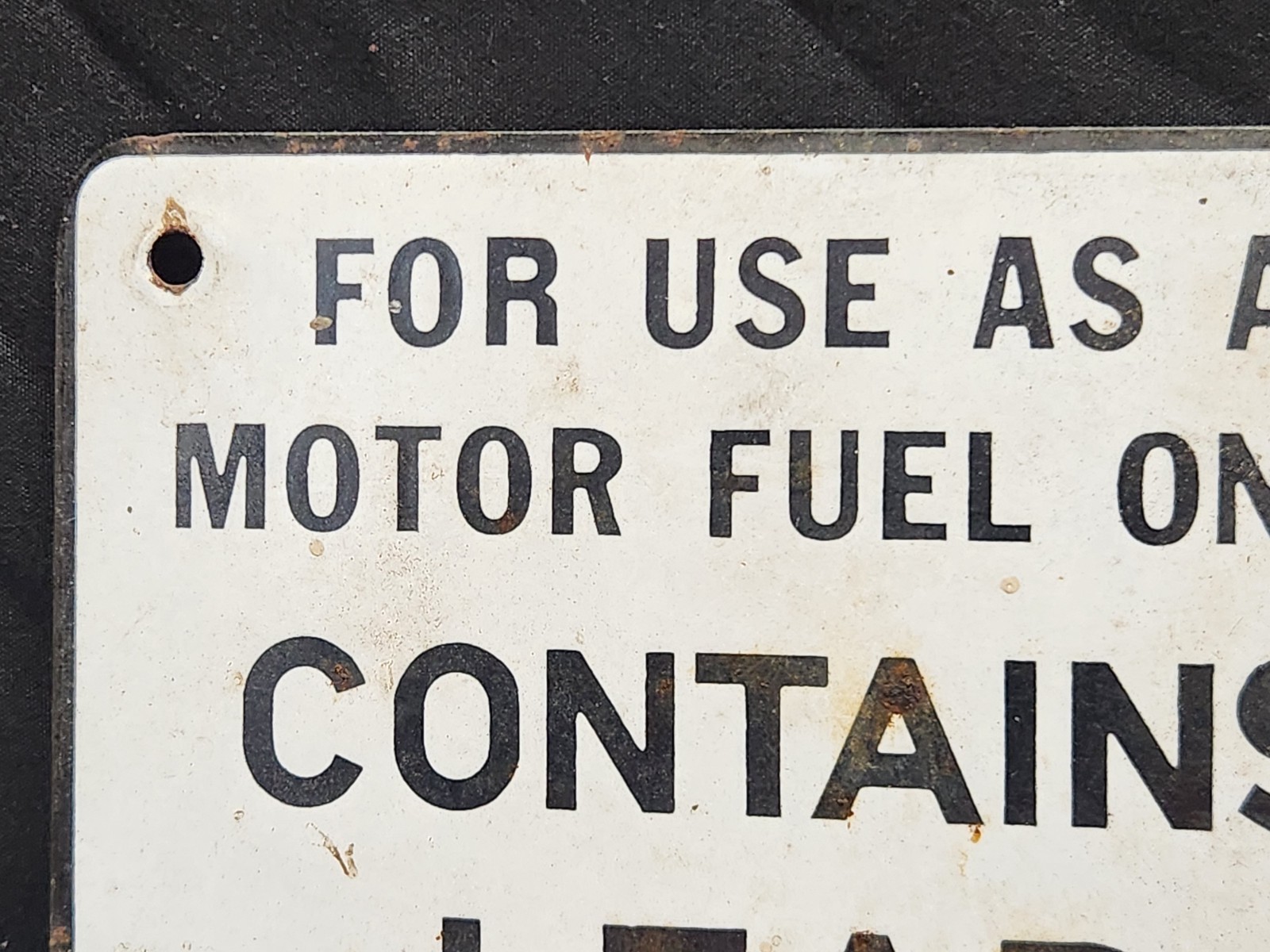 For Use As A Motor Fuel Only Contains Lead Original Sign Gas Pump Sign