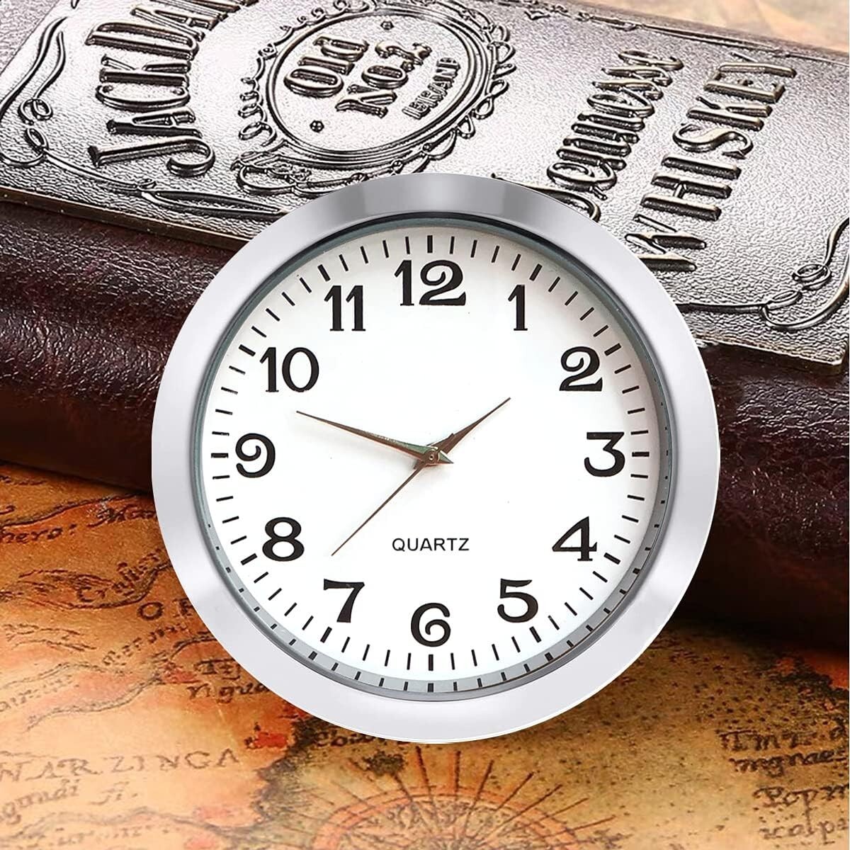 Mini Clock Insert 2-1/8 Inch 55 mm Round Quartz Movement Miniature White NEW