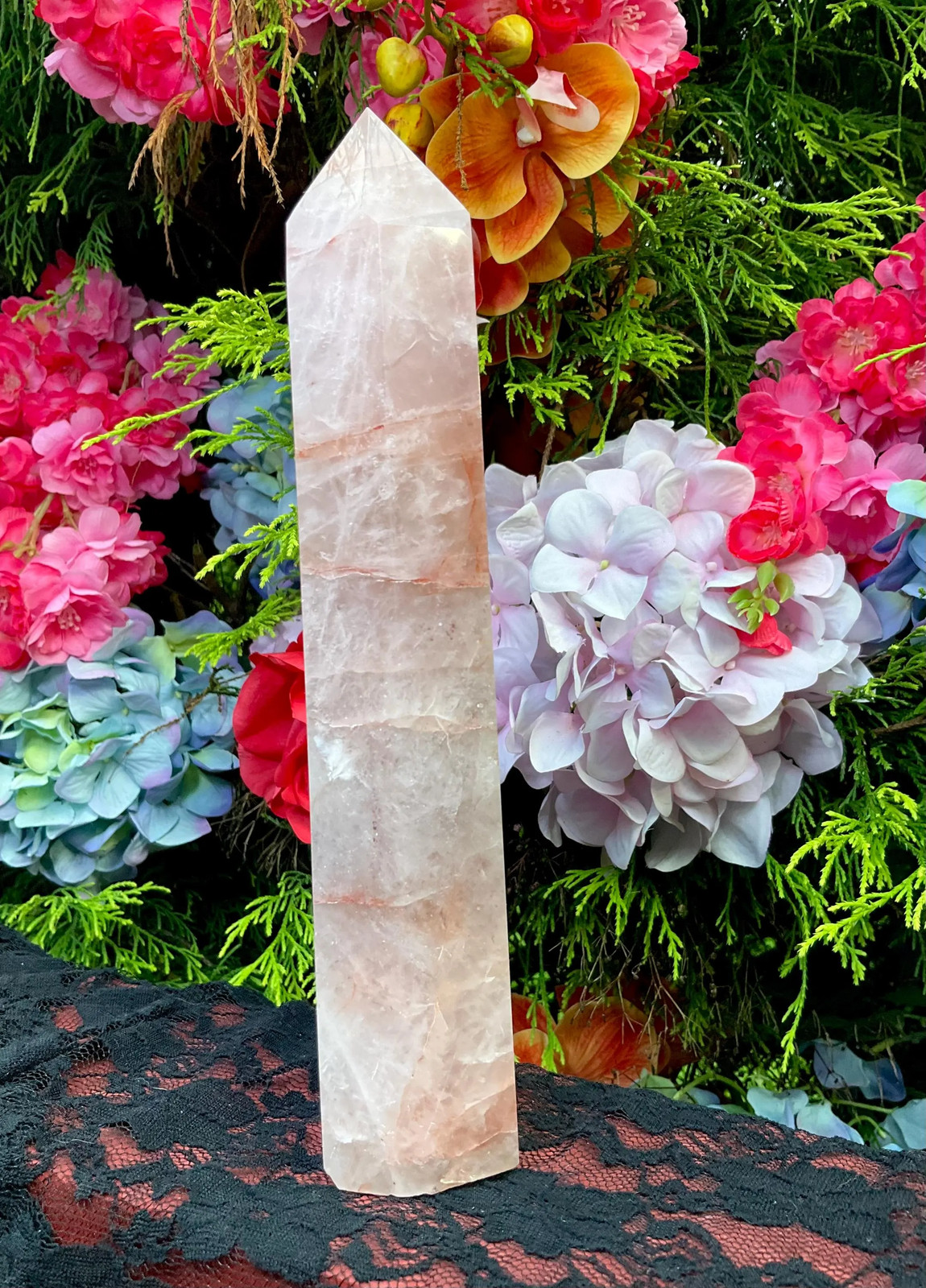 Red Phantom Quartz Crystal Generator ~ Large 2 Lb. 4 oz. ~ 9″ Tall ~ Kundalini