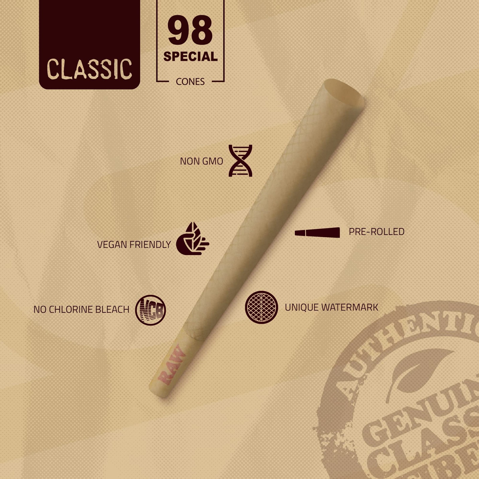 Cones Classic 98 Special – 100 Pack Slow Burn Pre Rolled with Tips & Tubes