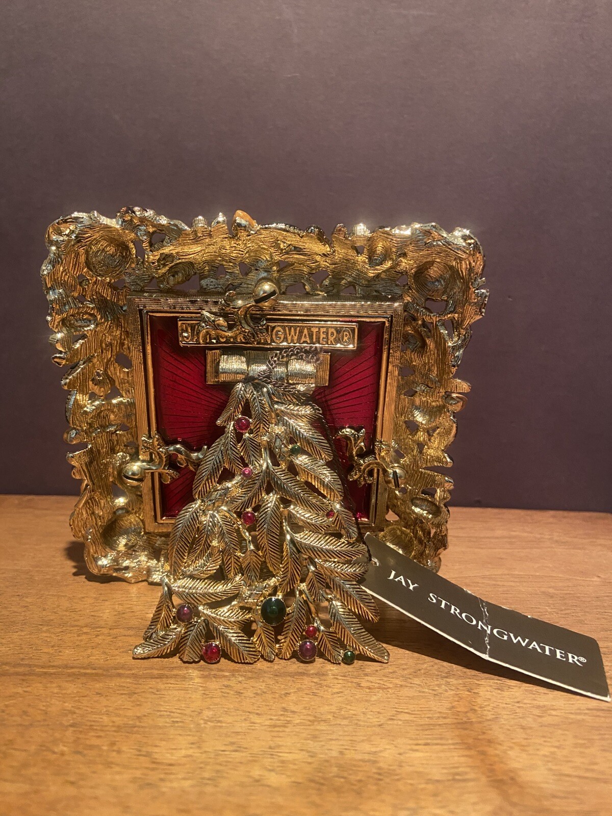 JAY STRONGWATER FRAME “CHRISTABELLE” CHRISTMAS-ORNAMENTS TREE HOLLY BEJEWELED