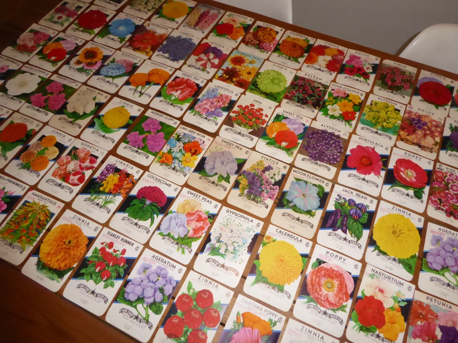 100 DIFF VINTAGE SEED PACKET LOT 1930S-1970S FLOWERS GARDEN TEXAS GENERAL STORE