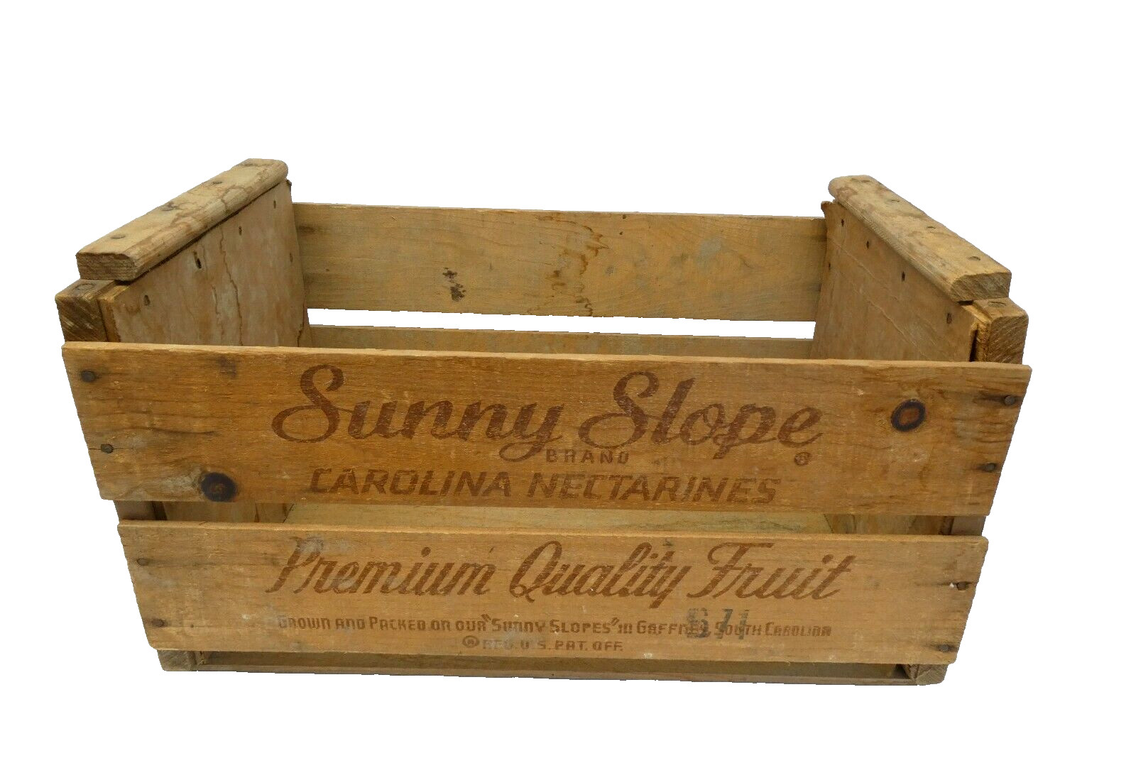 Vintage Sunny Slope Brand Carolina Nectarines Advertising Fruit Crate Gaffney SC