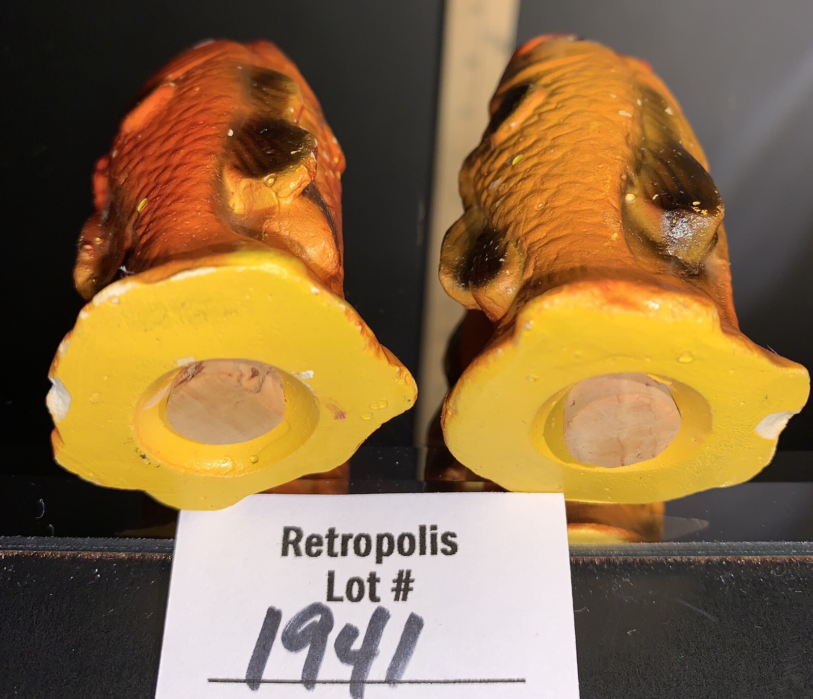 Chalkware FISH Salt & Pepper Shaker Set Vintage