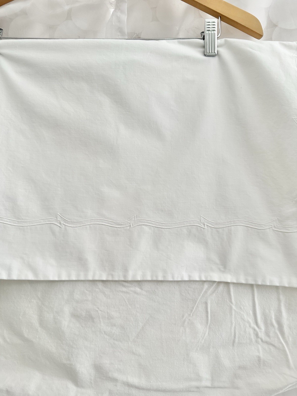 VTG 100% Cotton White Pillow Sham Standard ENVELOPE style EMBROIDERED Set Of 2
