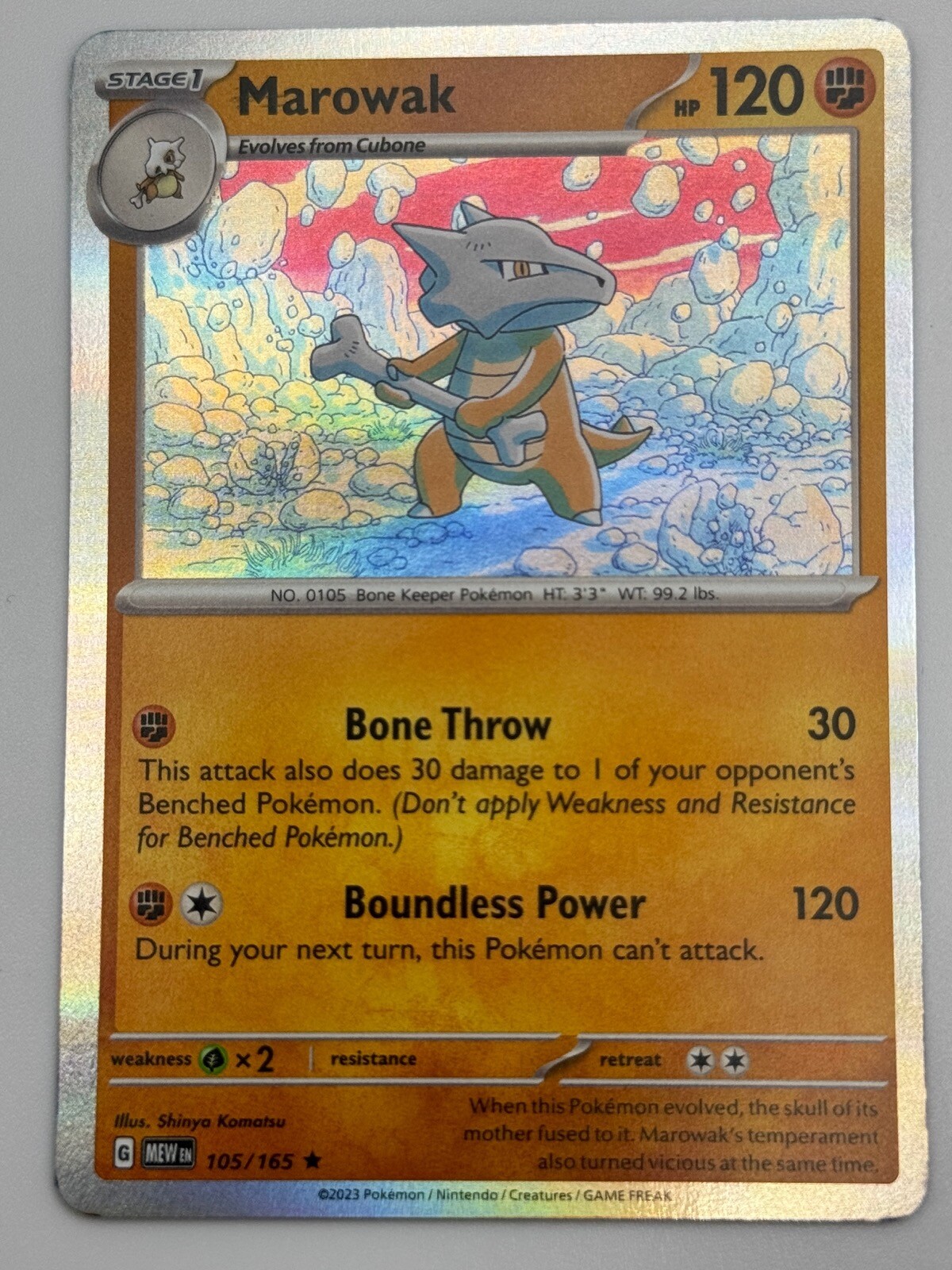 Pokemon TCG Card 151 Collection 105/165 Holo Rare marowak