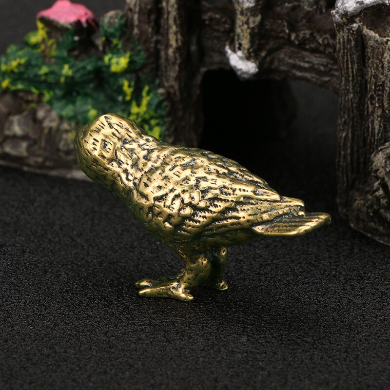 Solid Brass Owl Figurine Small Statue Home Ornament Animal Figurines Gift New