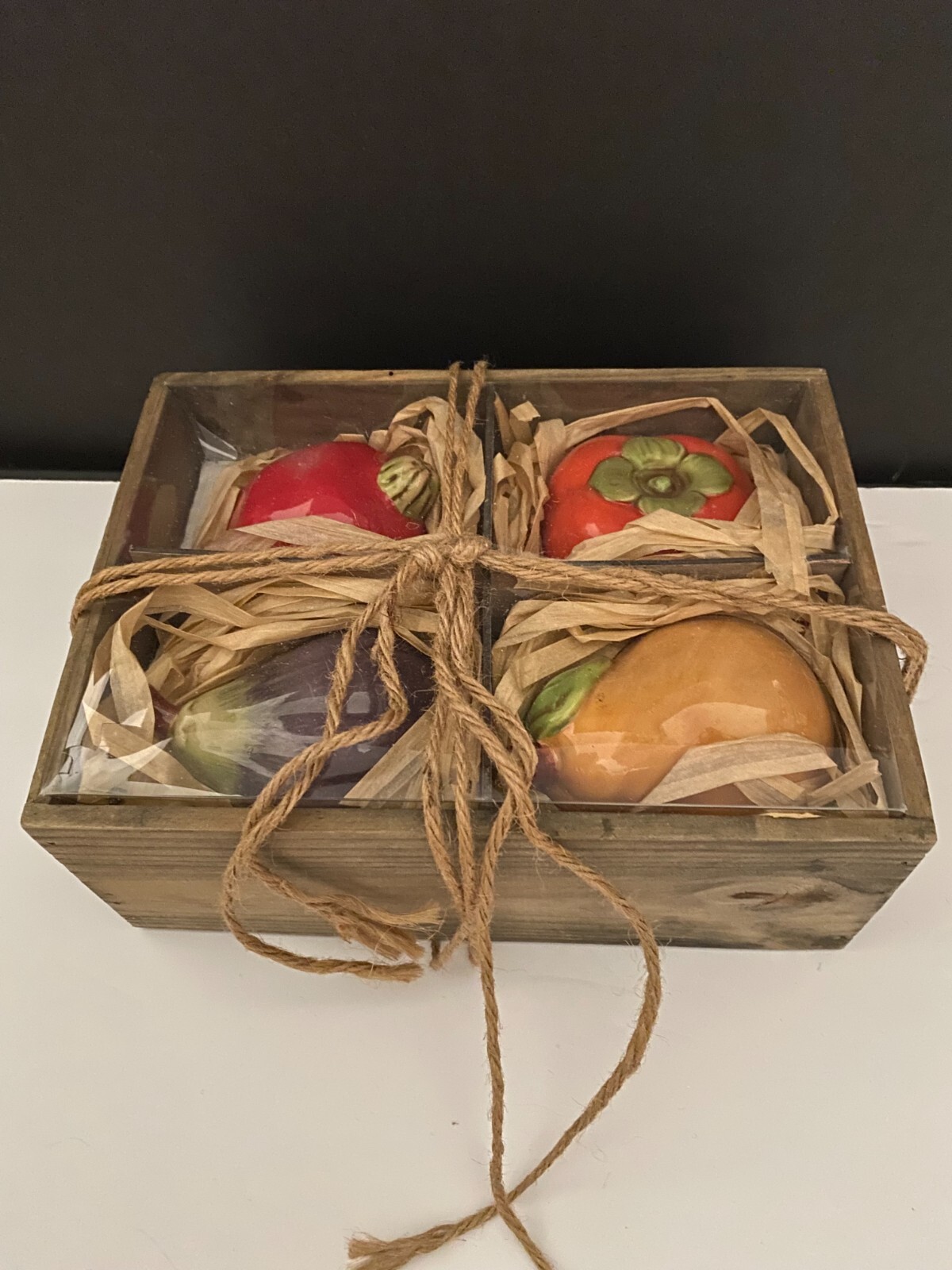 Smith and Hawkens Earthenware Figurines Ceramic Fruit Veg. 4pc Set.