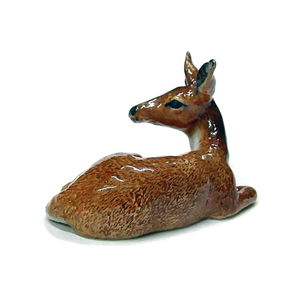 Northern Rose White Tailed Deer Doe Animal – Miniature Porcelain Figurine