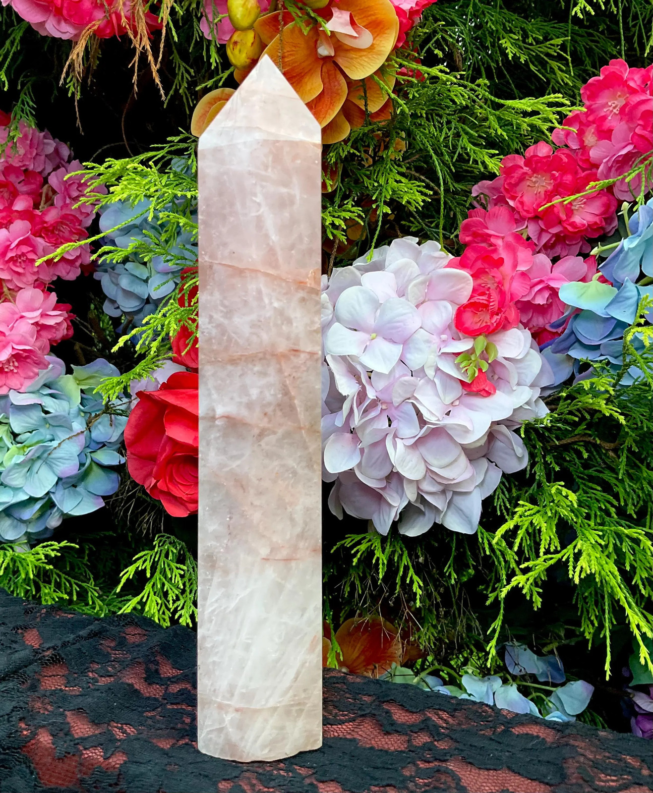 Red Phantom Quartz Crystal Generator ~ Large 2 Lb. 4 oz. ~ 9″ Tall ~ Kundalini