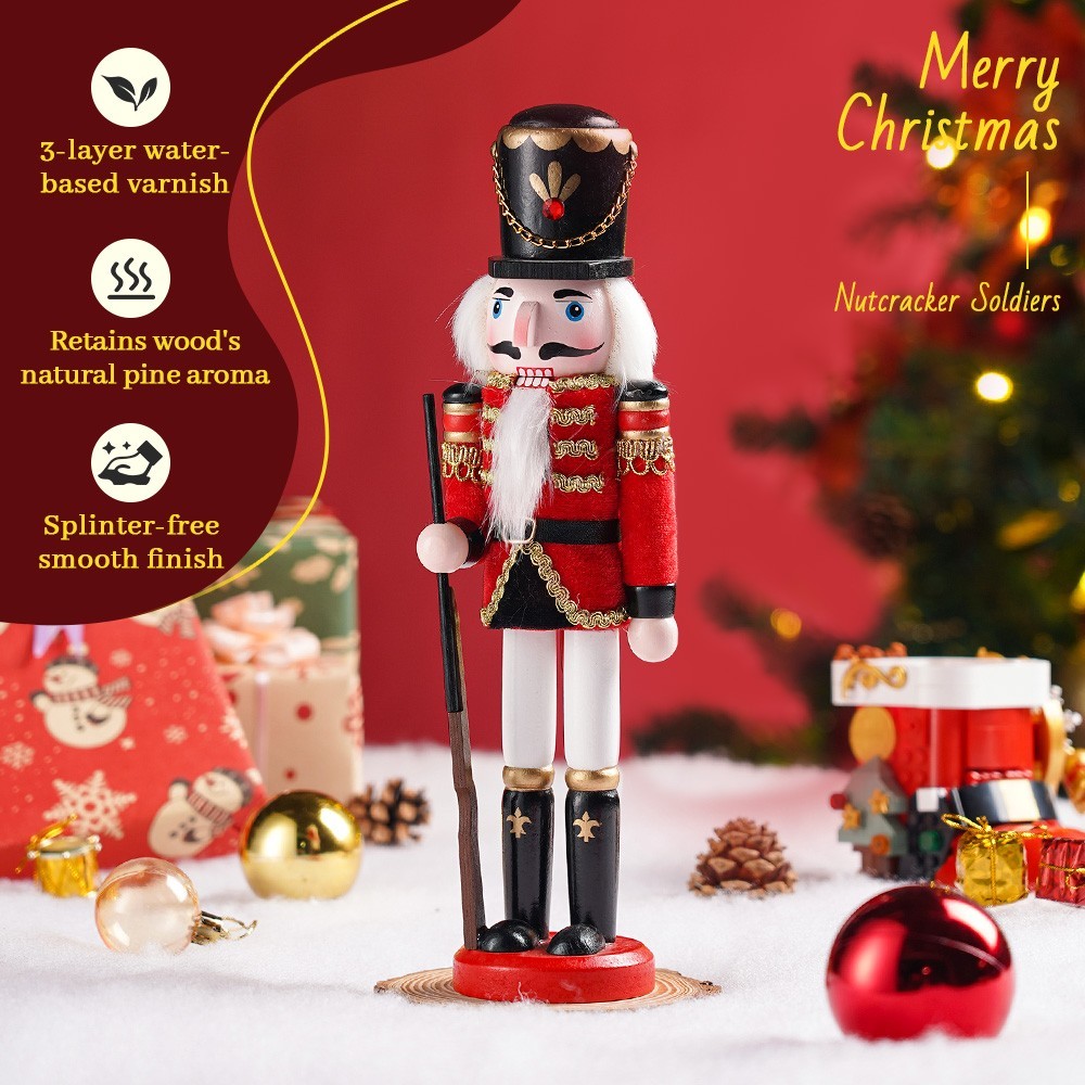 12 inches Christmas Nutcracker Decoration Soldier in Red and Black Outfit