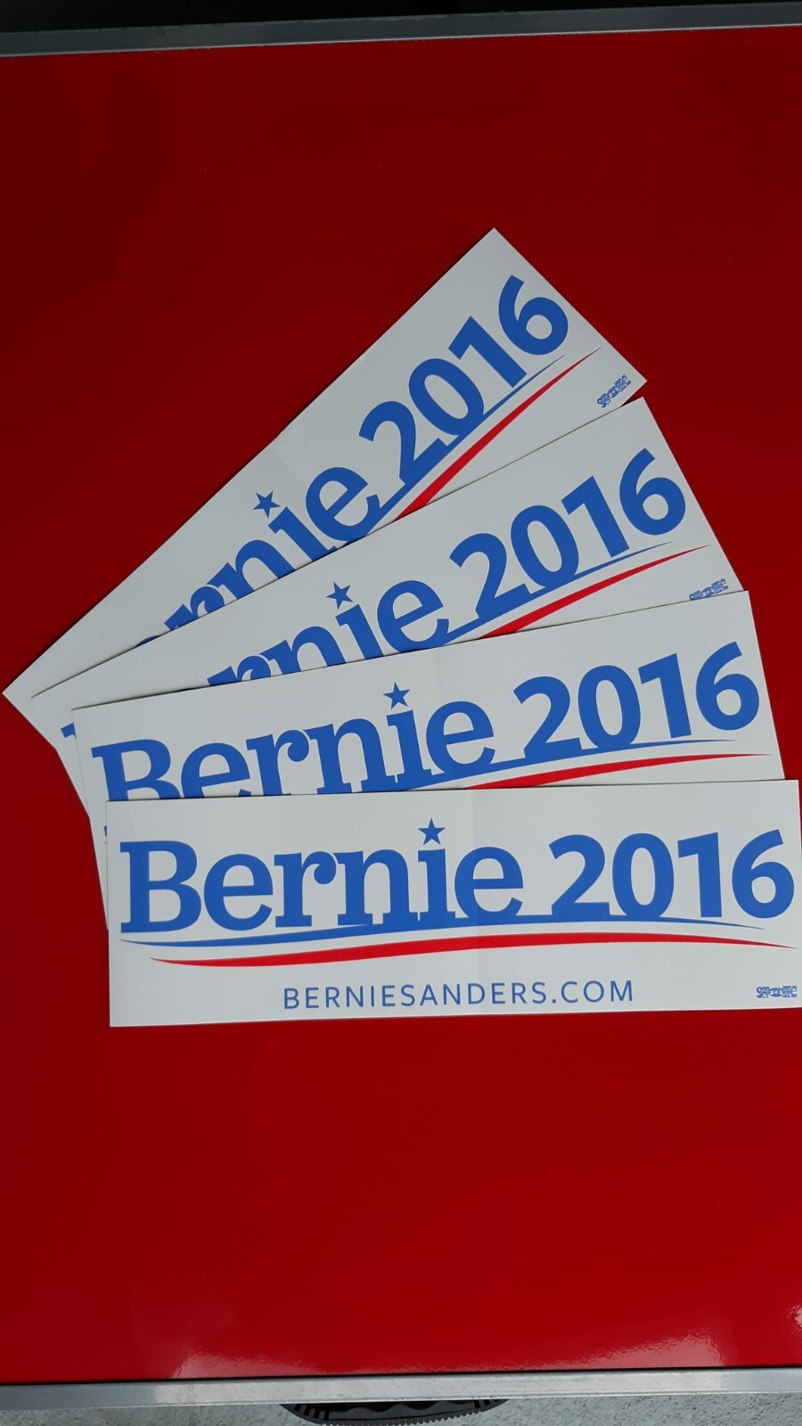 (4) AUTHENTIC 2016 BERNIE SANDERS BUMPER STICKERS