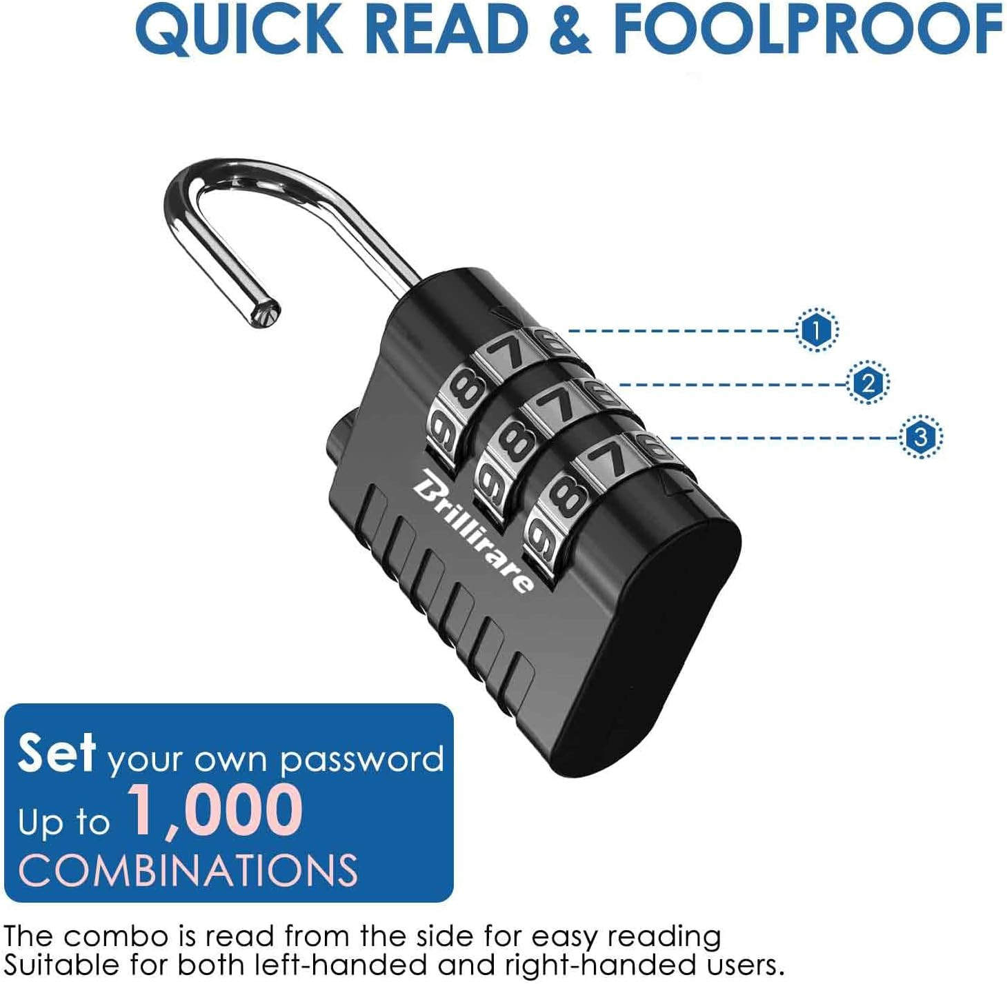 8 Pack Combination Lock, 3-Digit Waterproof Keyless Padlock, Zinc Alloy Outdoor