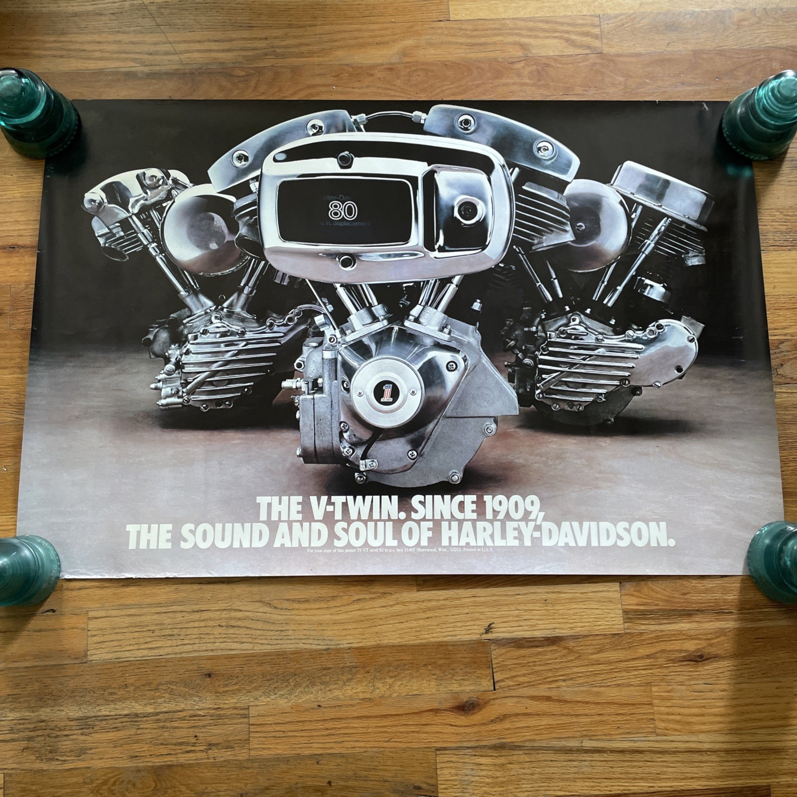 VTG 1979 Harley Davidson V-twin Dealership Poster SHOVELHEAD INSANELY RARE 36X24