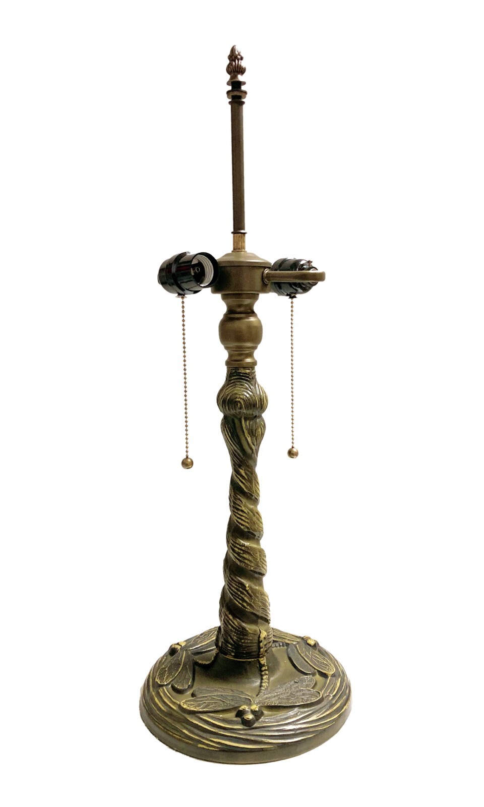 Tiffany Lamp Base-DRAGONFLY Design-Replacement Base Only, 2-Light Pull Chain-Brz