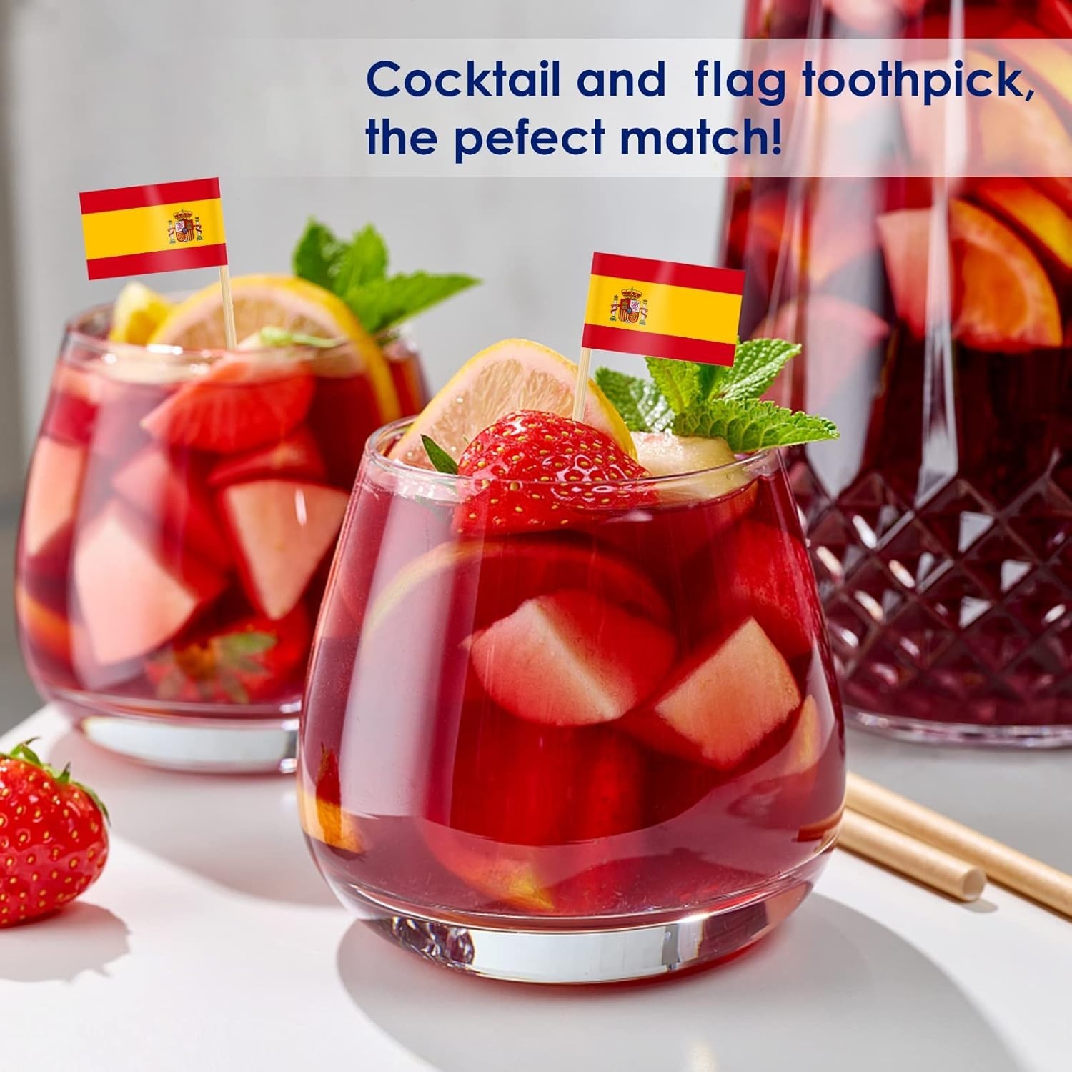 Durable Double-Sided Spain Flag Toothpicks – 100 Piece Set for All Occasions