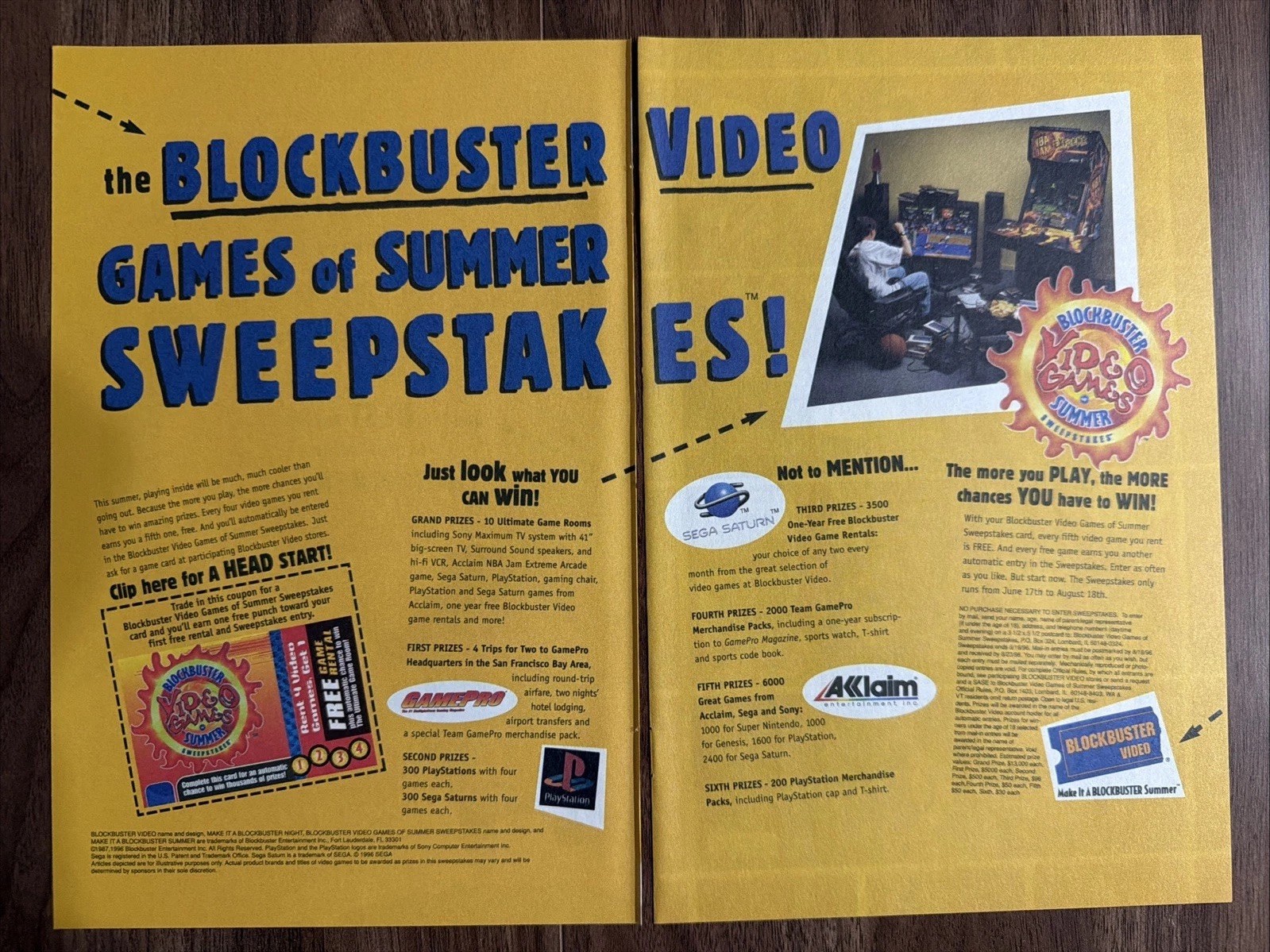 Blockbuster Video Games Of Summer Sweepstakes Print Ad Video Game 90s Retro