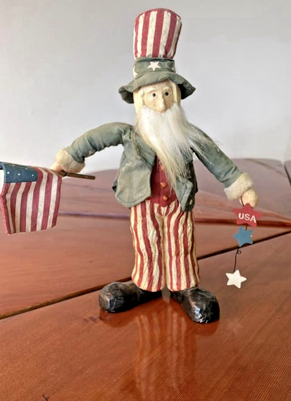 Vintage Uncle Sam Figure Folk Art USA American Decor Patriotic