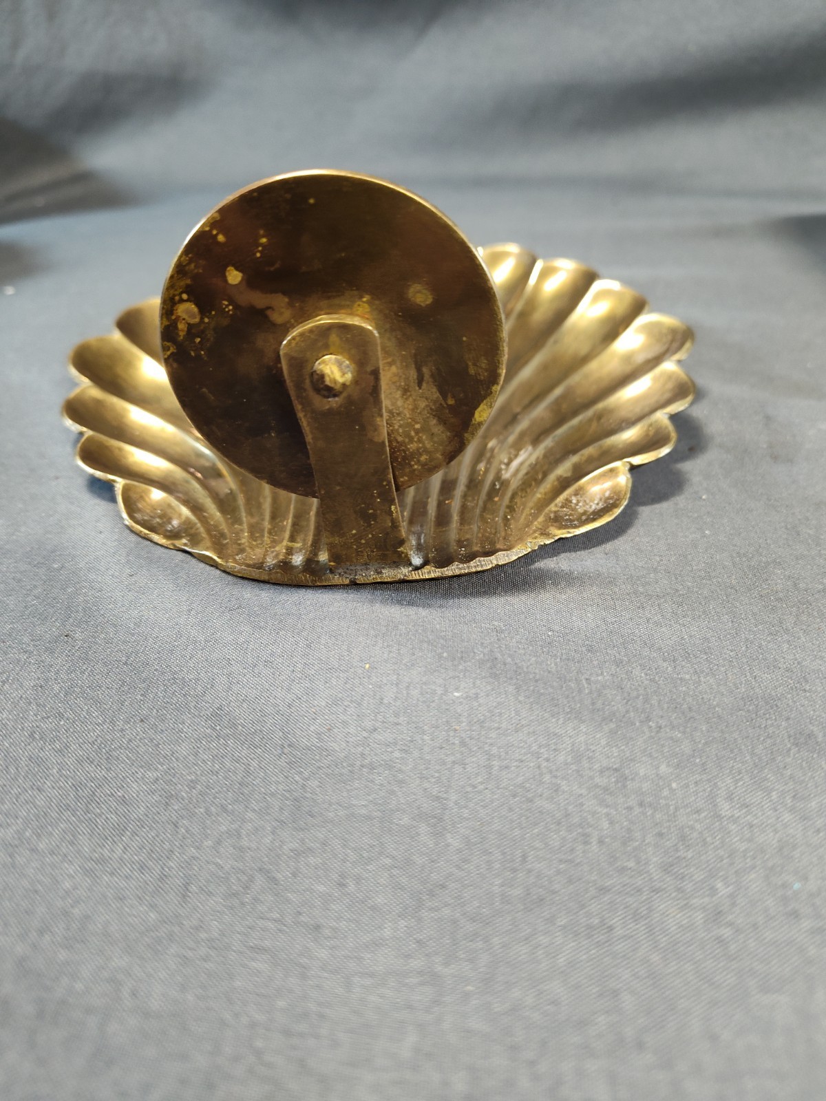 Vintage Solid Brass Clamshell Wall Sconce Candle Holder Heavy Hollywood Regency