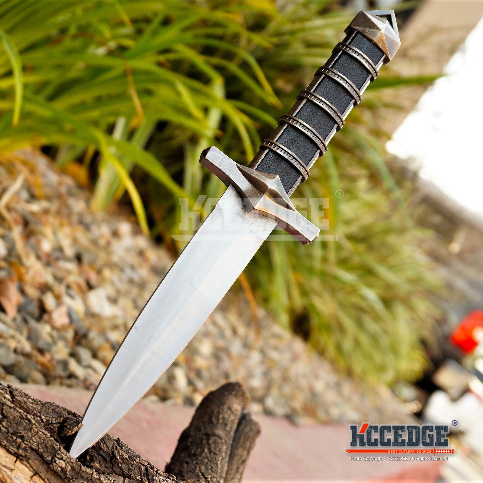 11″ ASSASSIN DAGGER Medieval Knights Fixed Blade Double Edged Knife w/ Chain