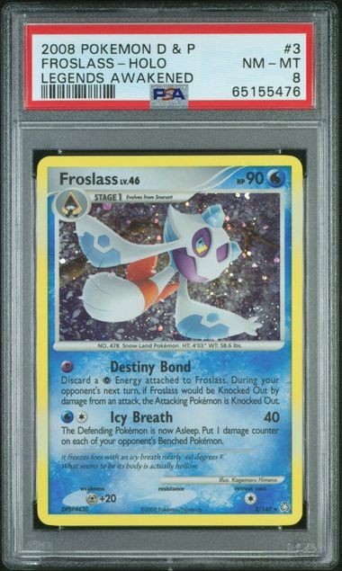2008 DIAMOND & PEARL LEGENDS AWAKENED #3 FROSLASS-HOLO LEGENDS AWAKENED PSA 8