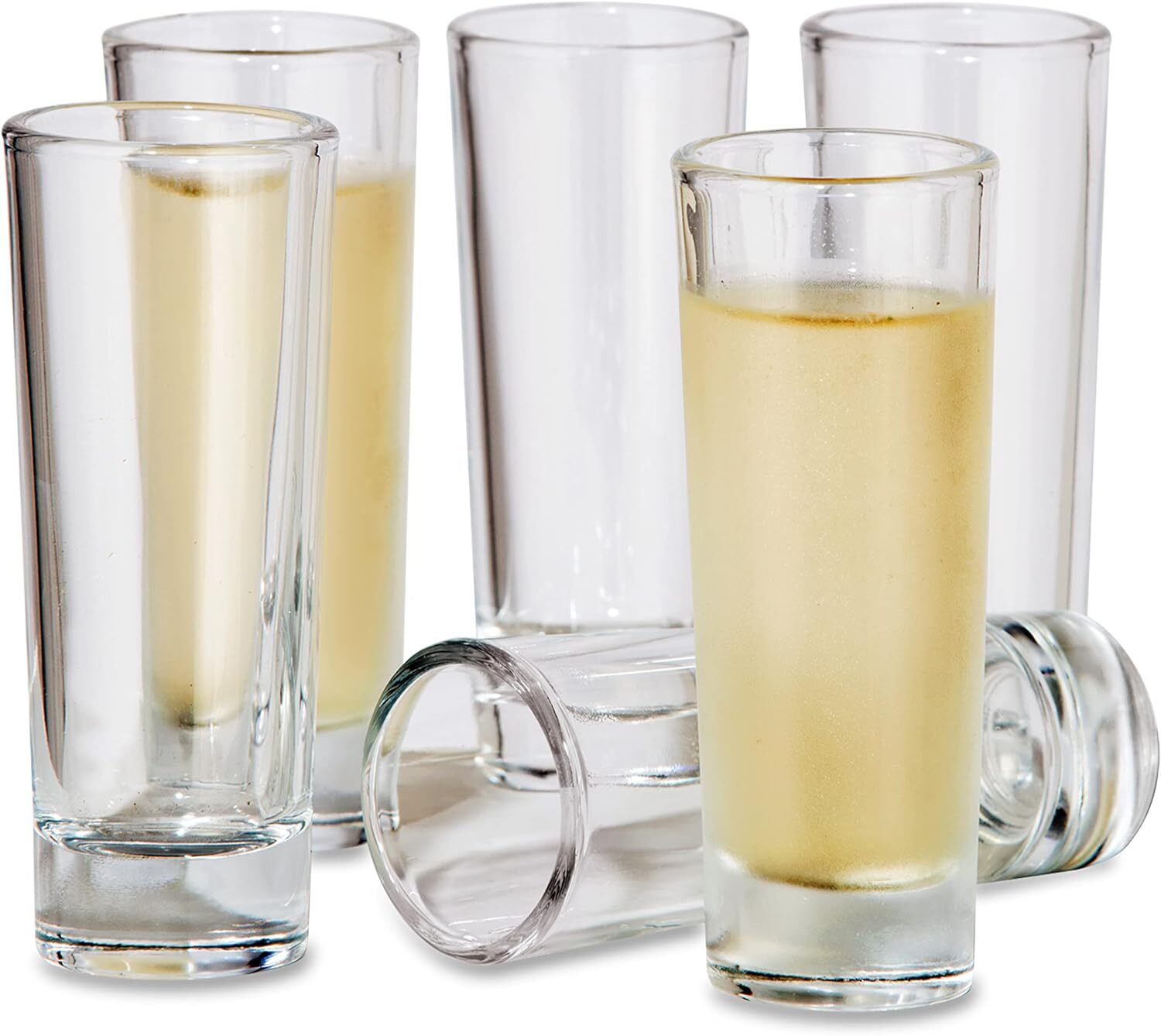 New Oggi Set of 6 Tall Tequila Shot Glasses w/Heavy Base 2oz / 59ml