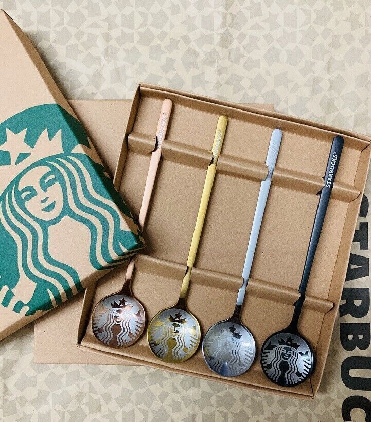 Hot 4PCS Starbucks Coffee Spoons Set Colorful Stainless steel 304 Spoon Gift