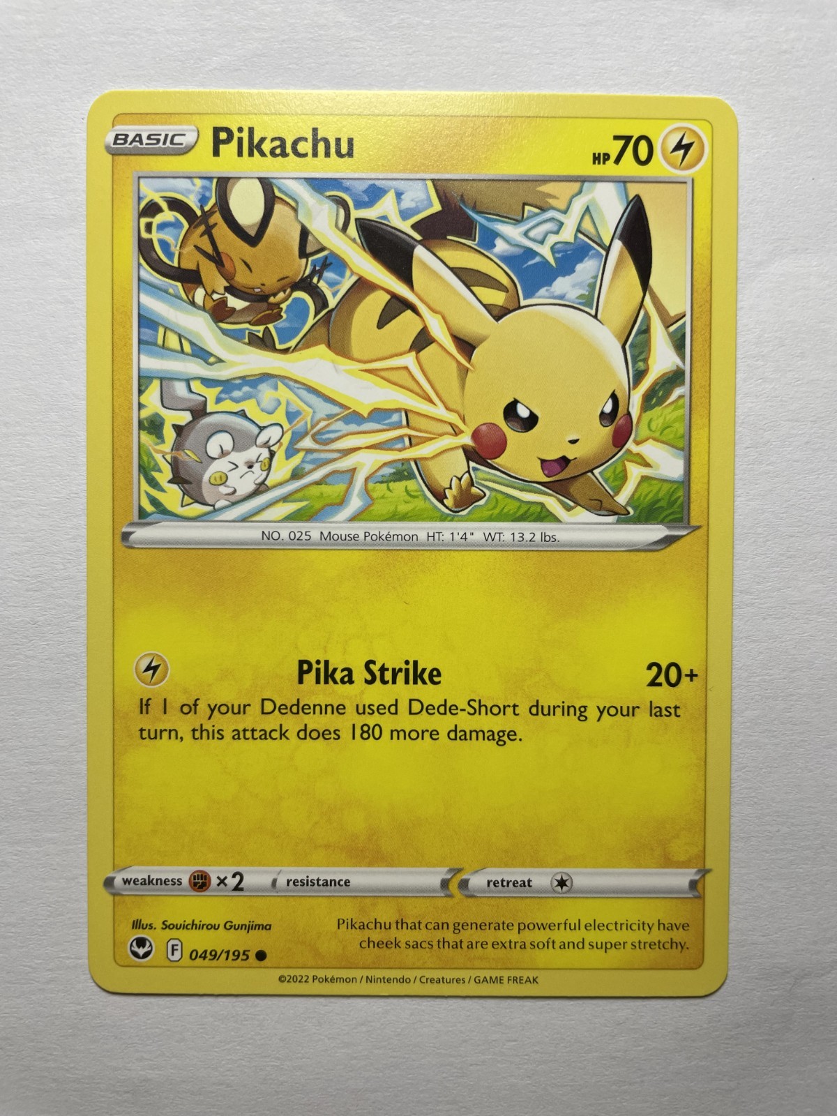Pikachu 049/195 Silver Tempest Pokemon Card Uncommon Non Holo MINT Pack Fresh
