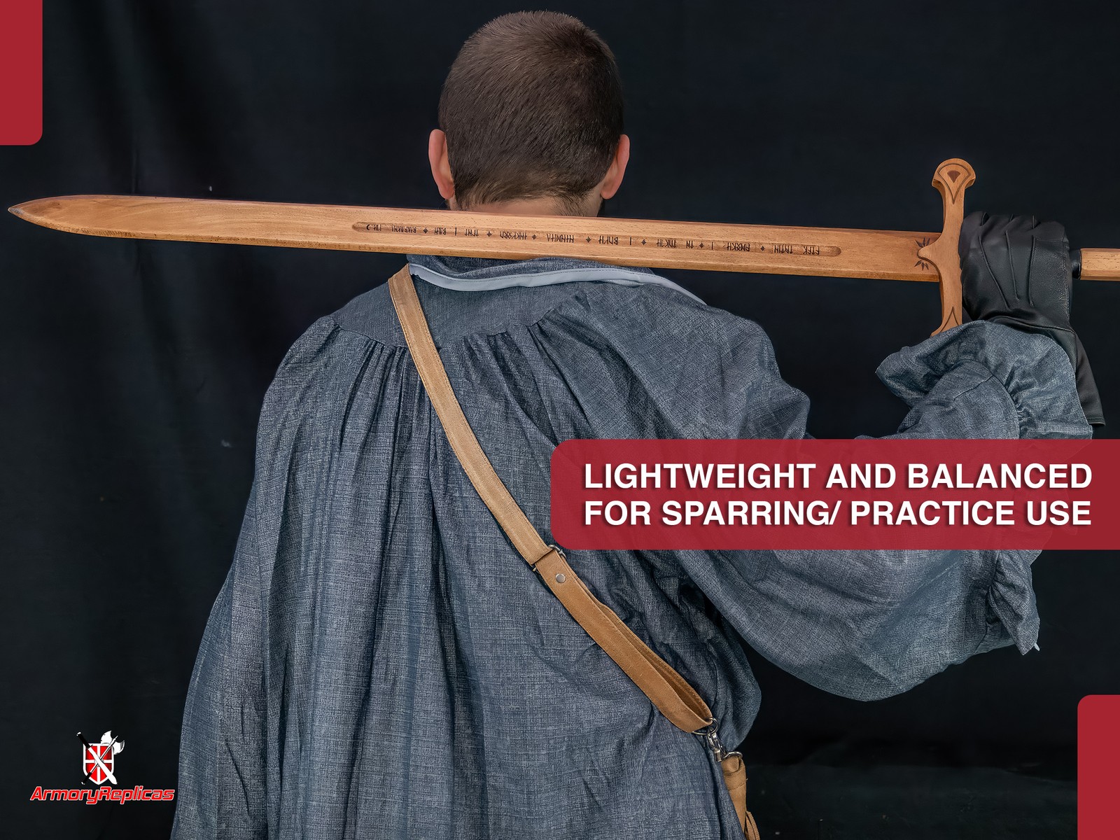 Medieval Wooden Training Sword Practice Longsword Cosplay Stage Combat Replica