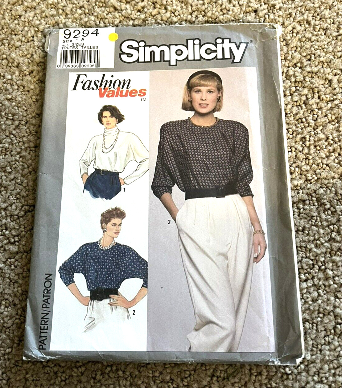 Vtg 1989 McCall’s Pattern #9294 Pull over Tops Size 6-24