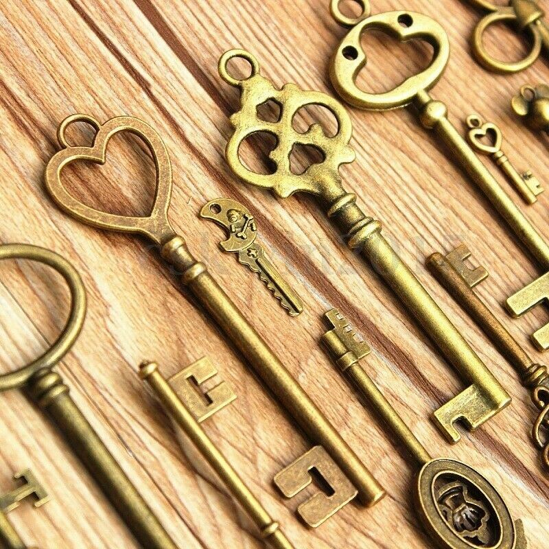 69PCS Skeleton Vintage Old Keys Multi Style Antique Bronze Lock Key New