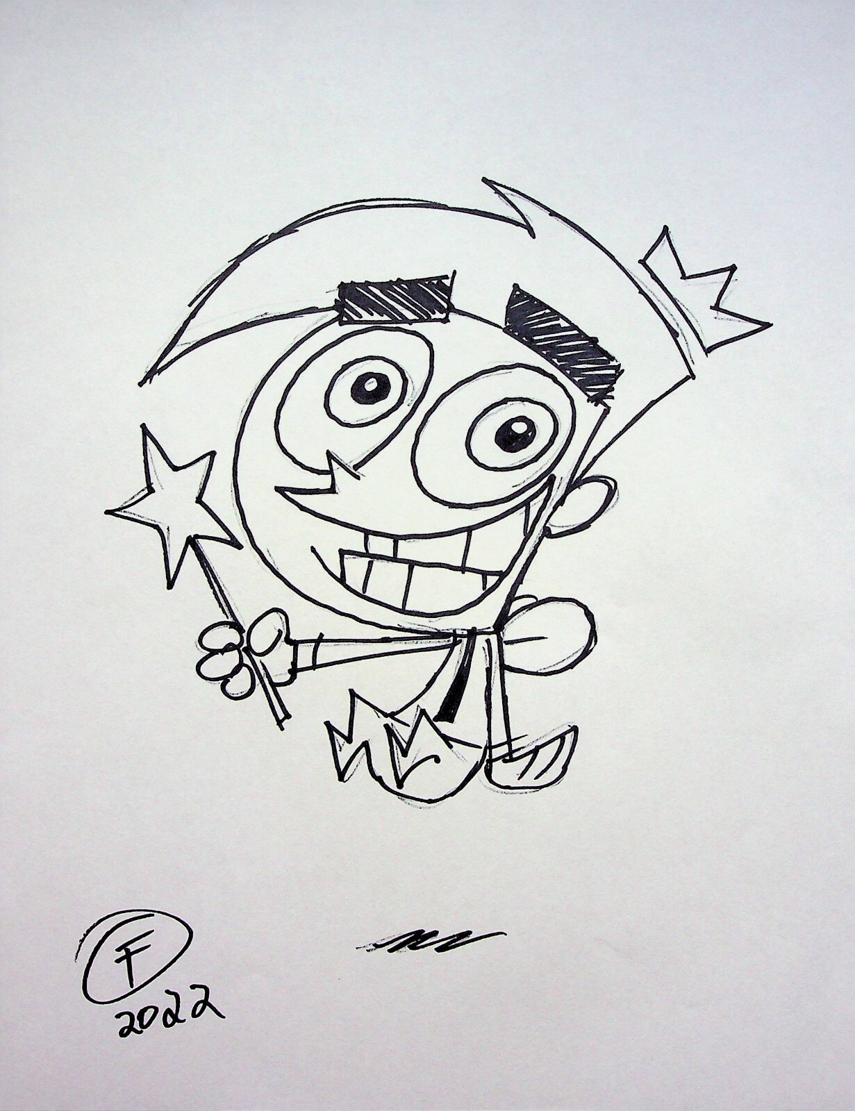 Fairly Odd Parents Hand Inked JOHN FOUNTAIN SIGNED Convention 8×11 Pin-up Art