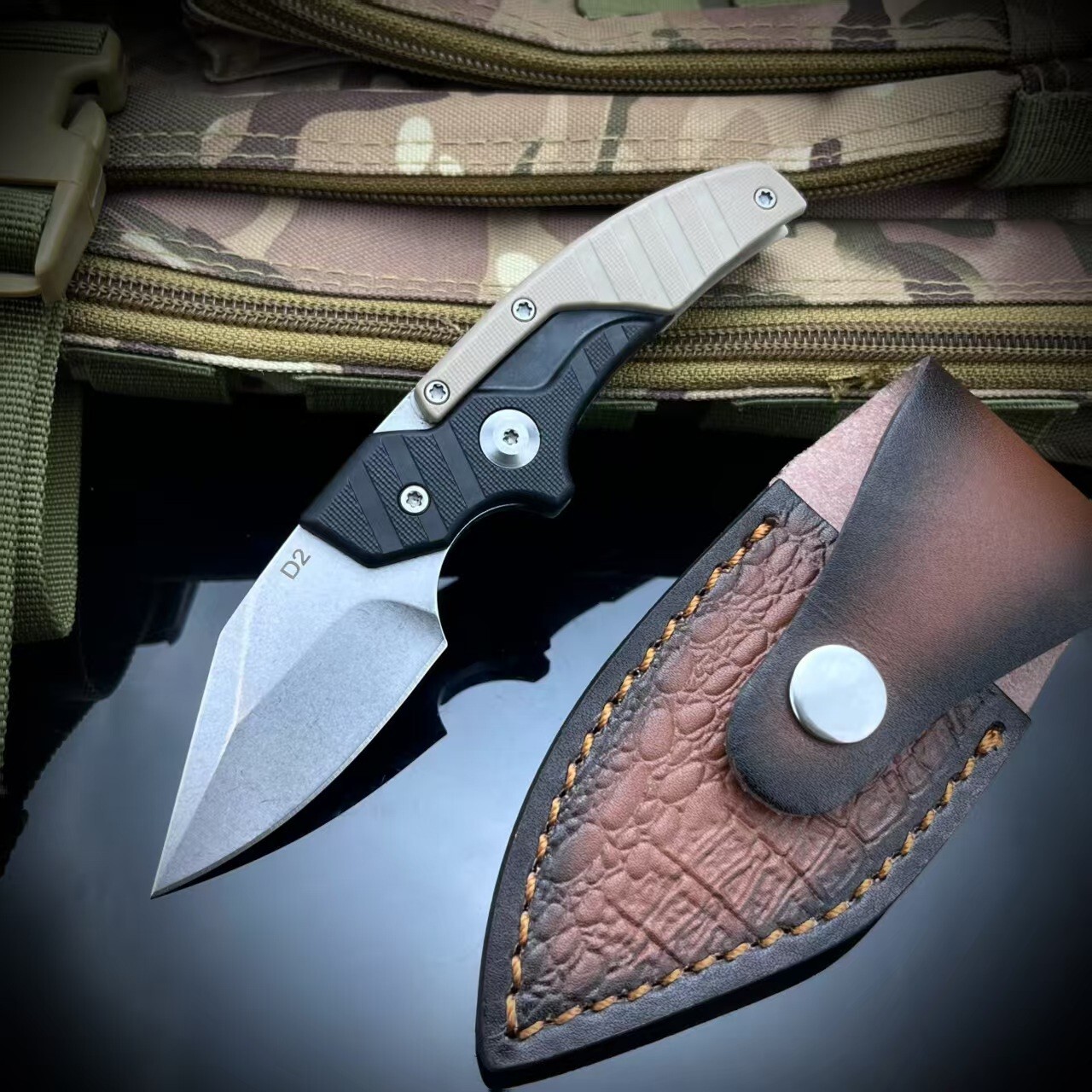 Camping Multipurpose Folding Knife D2 steel Clip Point Blade EDC pocket knife