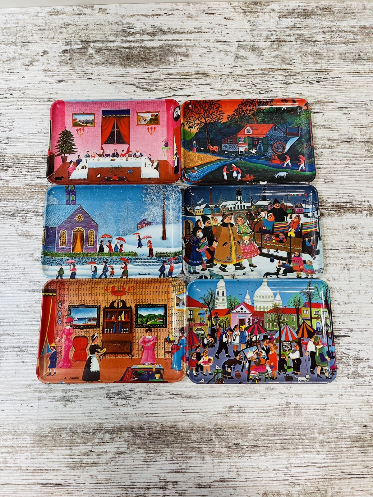 6 MCM Small Melamine Vanity Trinket Snack Tray Dish DECORATIVE CRAFTS INC ITALY