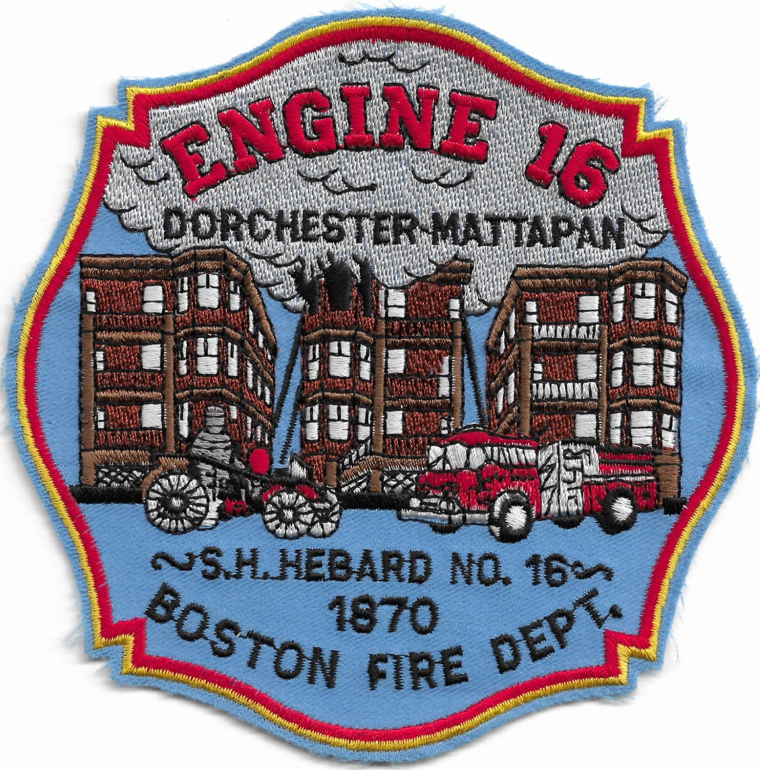 Boston Engine-16 “Dorchester-Mattapan”, MASS (5″ x 5″ size) fire patch