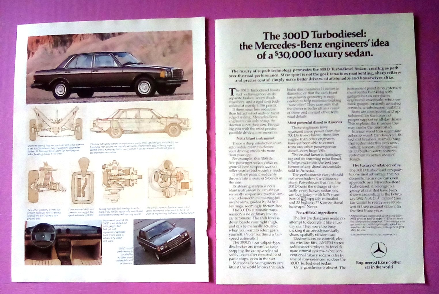 1982 Mercedes Benz 300D Turbodiesel 2pg Print Ad