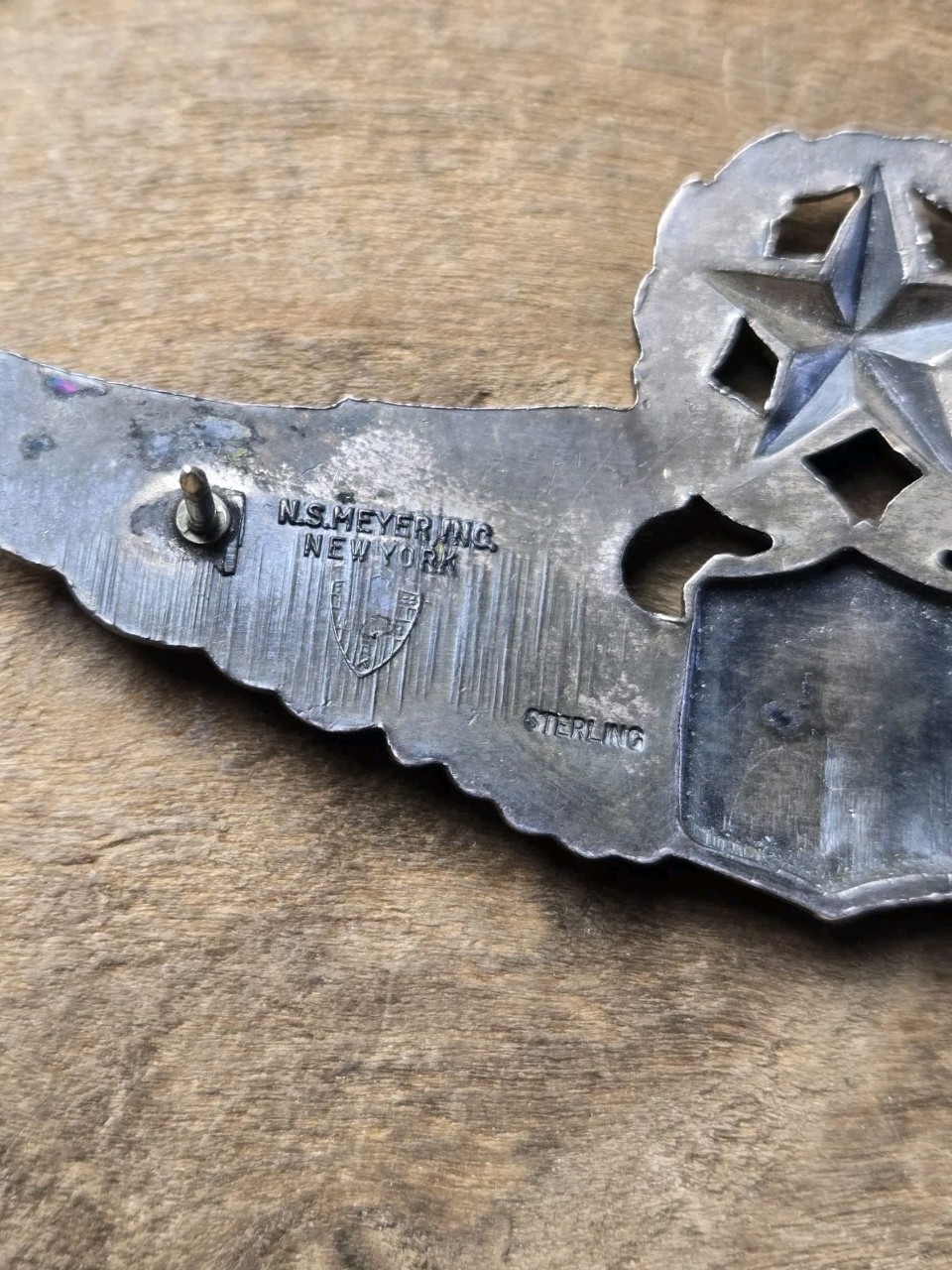 WWII US ARMY AIR FORCE COMMAND PILOT WINGS-N.S. MEYER INC. NEW YORK STERLING