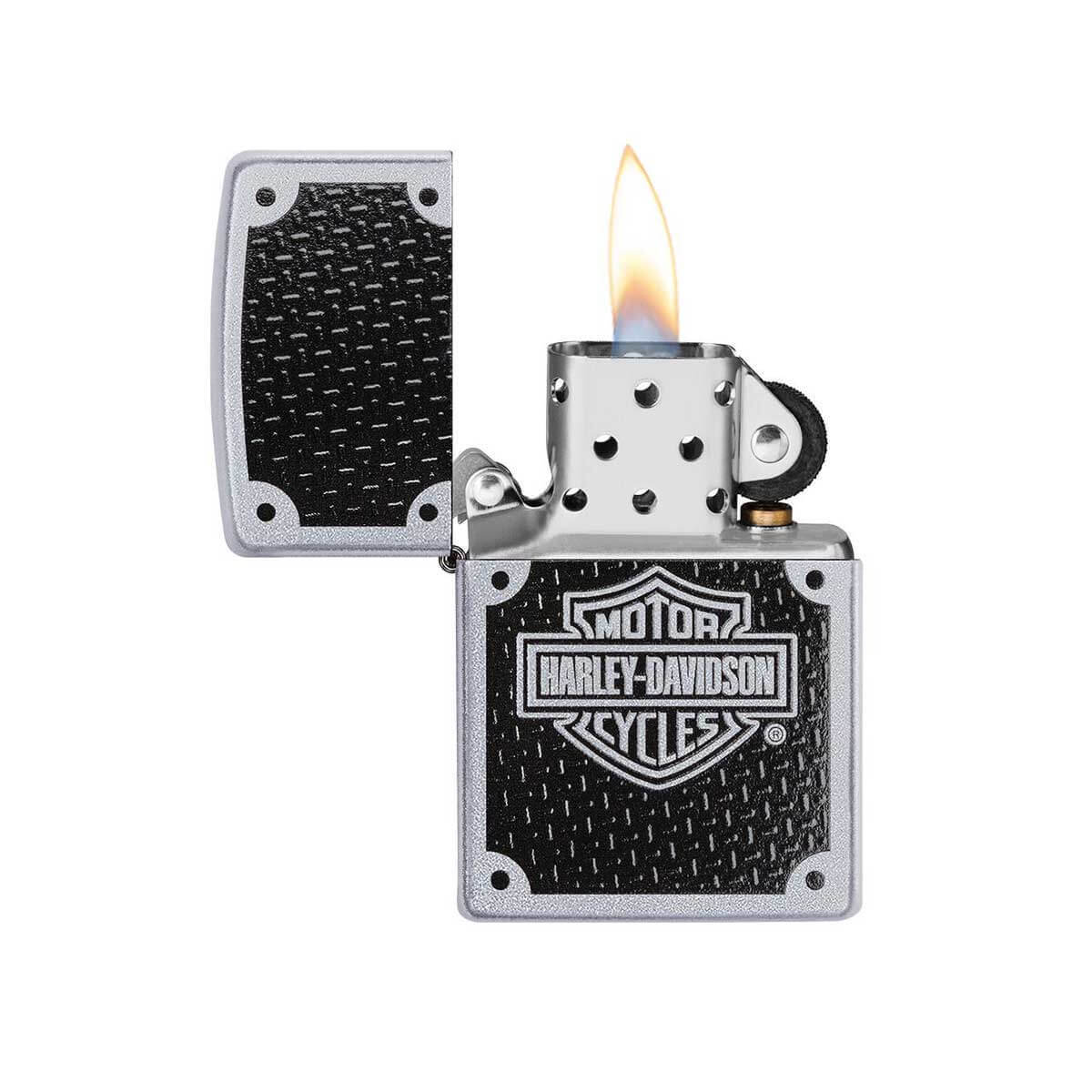 Zippo Windproof Lighter Harley Davidson Bar and Shield Woven Carbon Fiber 24025
