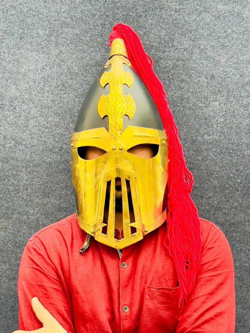 Medieval Knight Battle Helmet -Knight Helmet with Battle Top – Fully Wearable