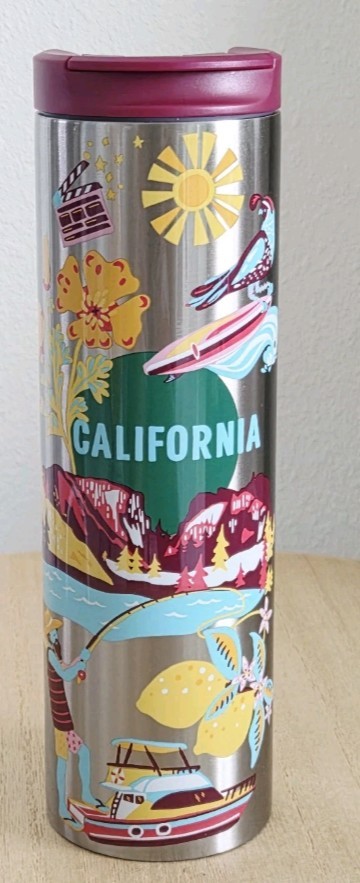 STARBUCKS DISCOVERY SERIES CALIFORNIA STAINLESS STEEL TUMBLER TRAVEL MUG NWT